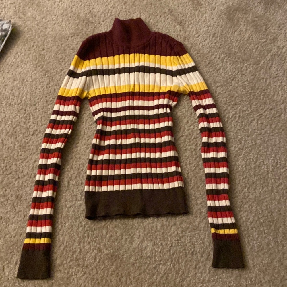 Multi colored turtleneck sweater